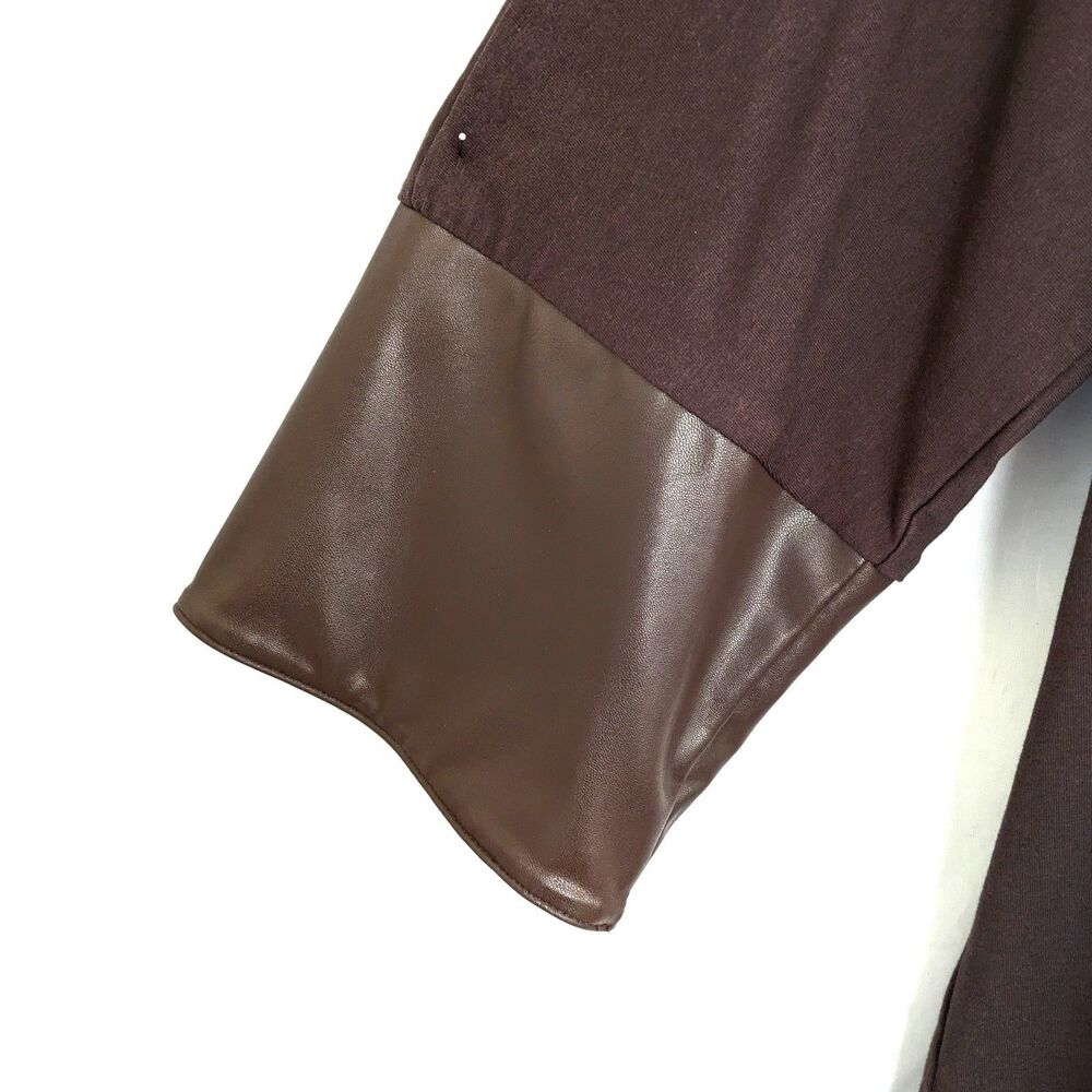 Belle by Kim Gravel TripleLuxe Knit Top with Faux Leather Cuffs M Stretch - Picture 7 of 14